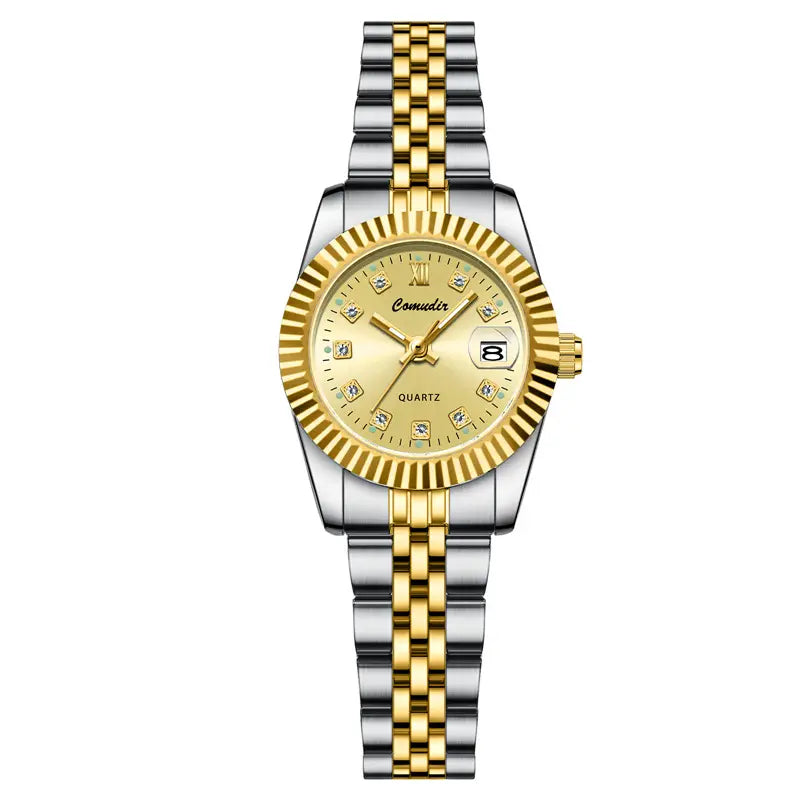 Luminous Calendar Watch for Women Gold Gold Bracelet 5.0
