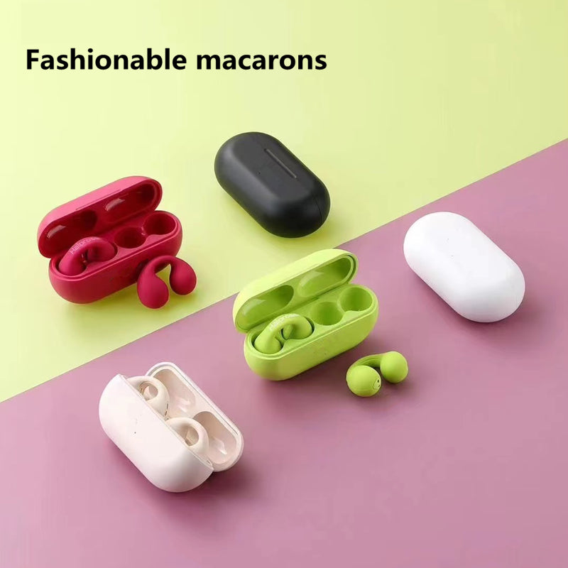 Bluetooth 5.3 Ear Clip Wireless Earbuds | Bone Conduction Open Ear Headset | Secure Fit | Touch Control | Charging Case