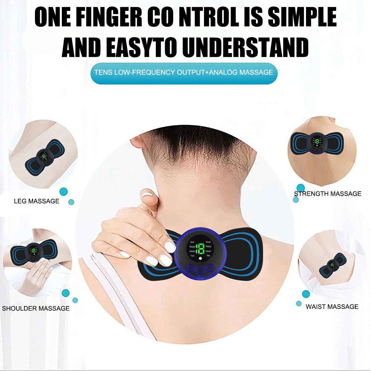 Portable EMS Mini Electric Massager Patch – Muscle Pain Relief for Neck, Back, Arms & Full Body