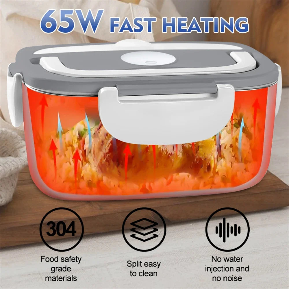 Electric Lunch Box Food Warmer Portable Food Heater for Car Or Home - Leak Proof 304 Stainless Steel Liner with Cloth