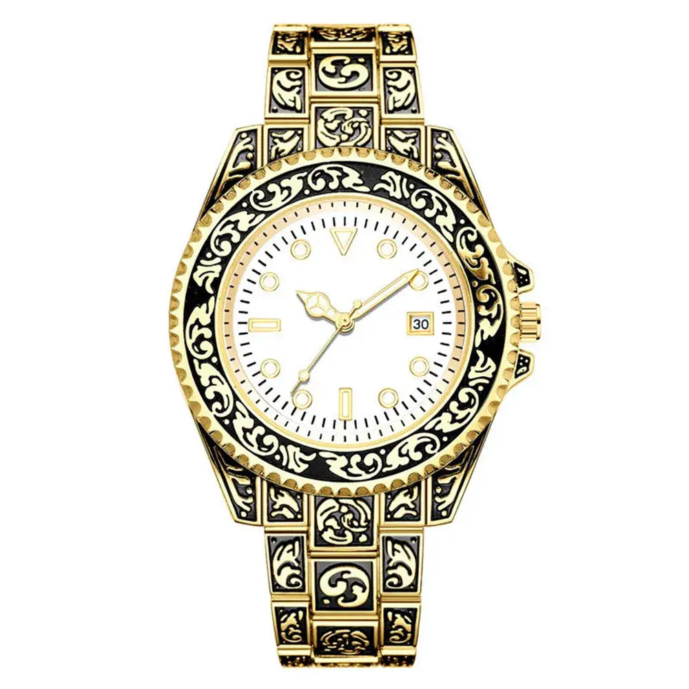 Men's Quartz Watch with Retro Strap & White Dial
